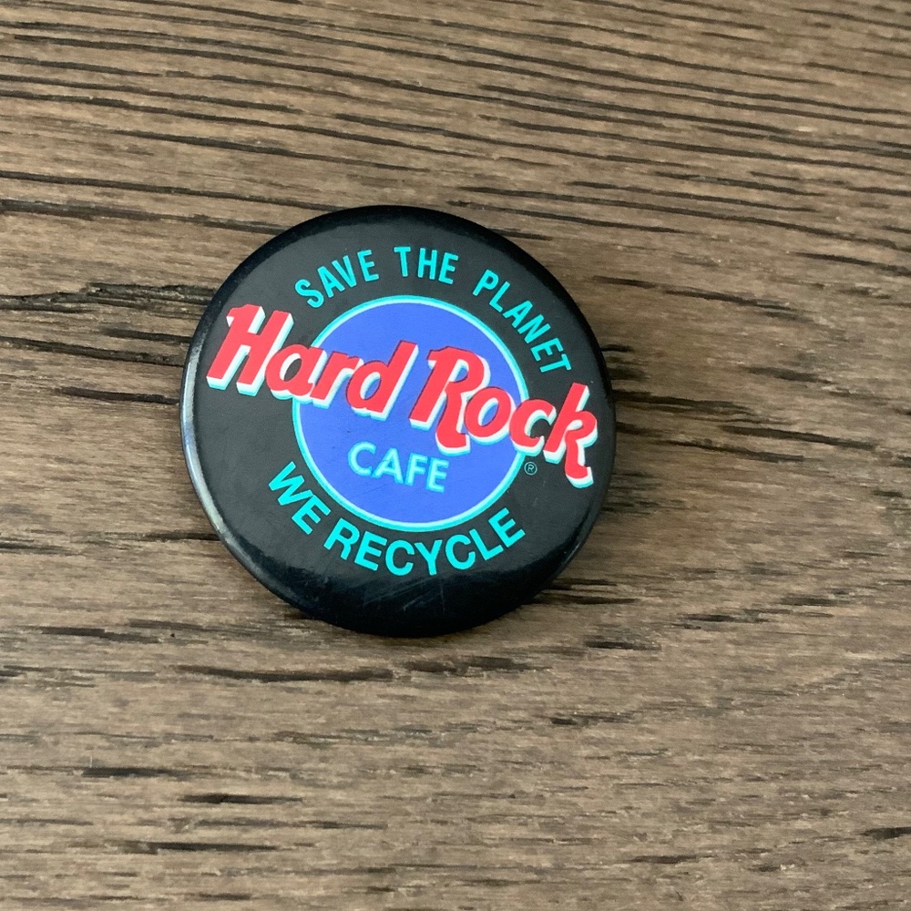 Vintage Hard Rock Cafe Save The Planet We Recycle Pin Button Badge